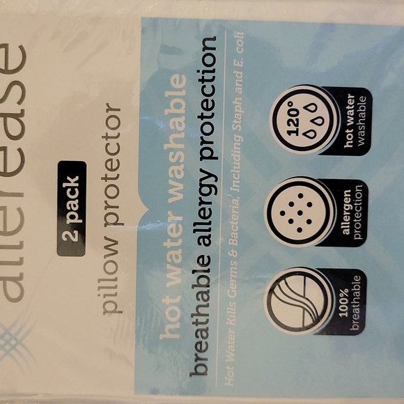 Allerease King Size 2 pk pillow protector white Breathable allergy protect New … - Picture 2 of 6